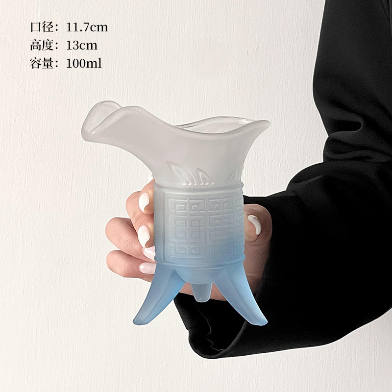 ins创意搞怪秦始皇奶茶杯玻璃杯帝王杯古代三足杯仿古爵杯酒杯子|undefined