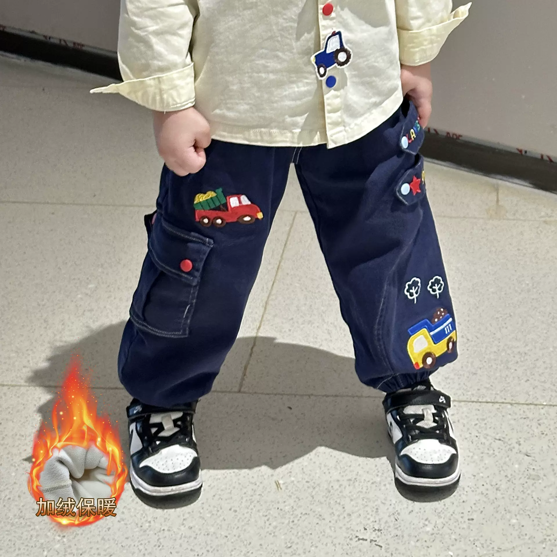 儿童加绒裤子25年秋冬新款加厚男童裤子宝宝裤子保暖秋季童装代发
