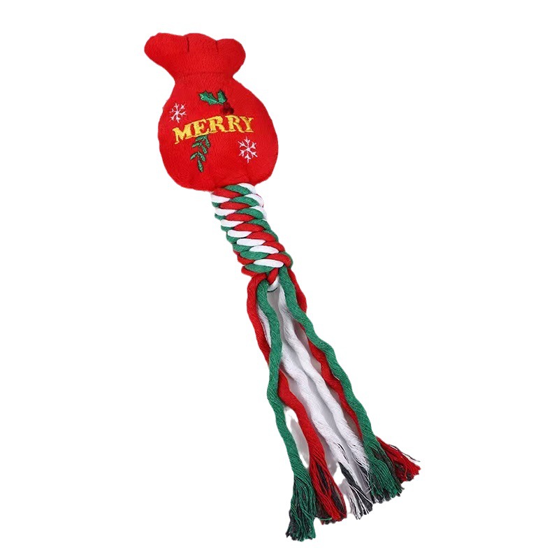 Mascotas Papá Noel regalos juguetes perros rechinar dientes dientes juguetes de peluche resistentes a morder muñeco de nieve de Navidad juguetes para perros