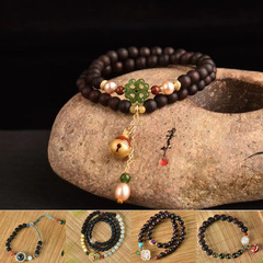 海南降真香手串奇楠級別黑油料單圈雙圈女手鍊滿油沉水檀香佛珠