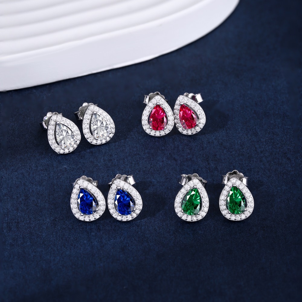 Simple Style Shiny Water Droplets Sterling Silver Plating Inlay Zircon Ear Studs 1 Pair display picture 9