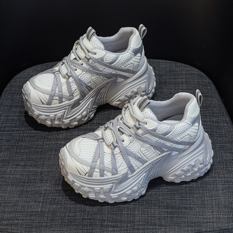 Paris Vintage Dad Sneakers For Women 2026 Spring/Autumn New Thick-Soled Tire-Style Distressed Sports Casual Trendy_vogvips.com