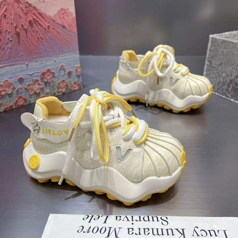 欧洲站丑萌松糕百搭贝壳头厚底小白鞋女2025夏季新款大头老爹鞋女|undefined