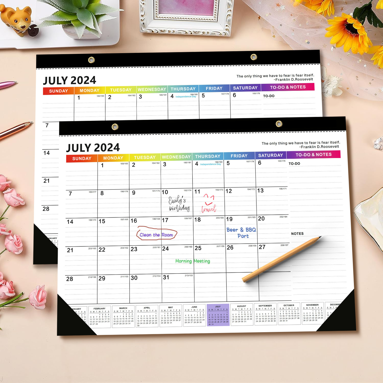 2024年英文日曆檯曆年曆跨境亞馬遜創意簡約掛牆掛曆批發