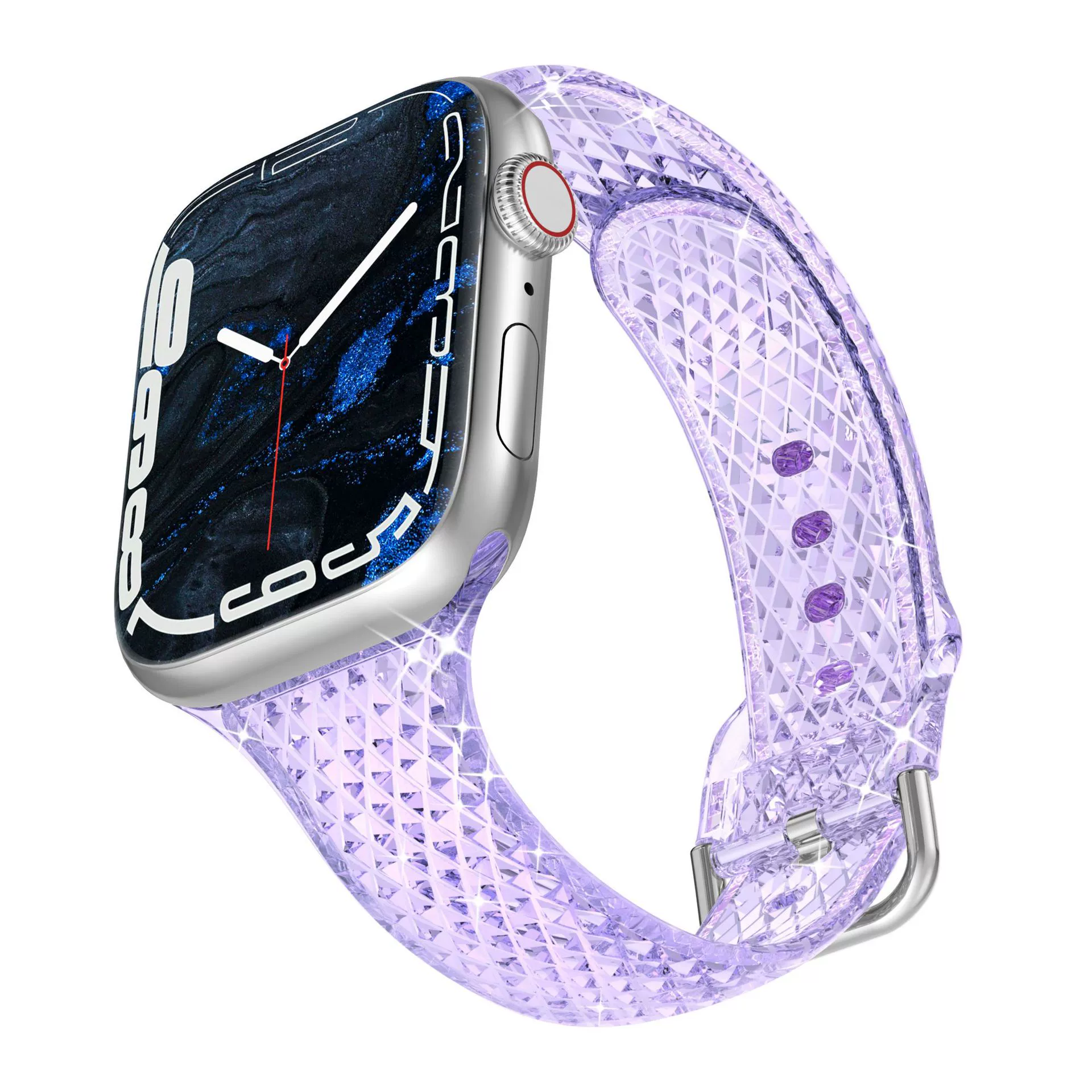 Подходит для Apple Watch ремешок Apple iWatch 1–10 поколение, S9, ромбовидный узор, тонкий TPU ремешок, прозрачный, женская модель