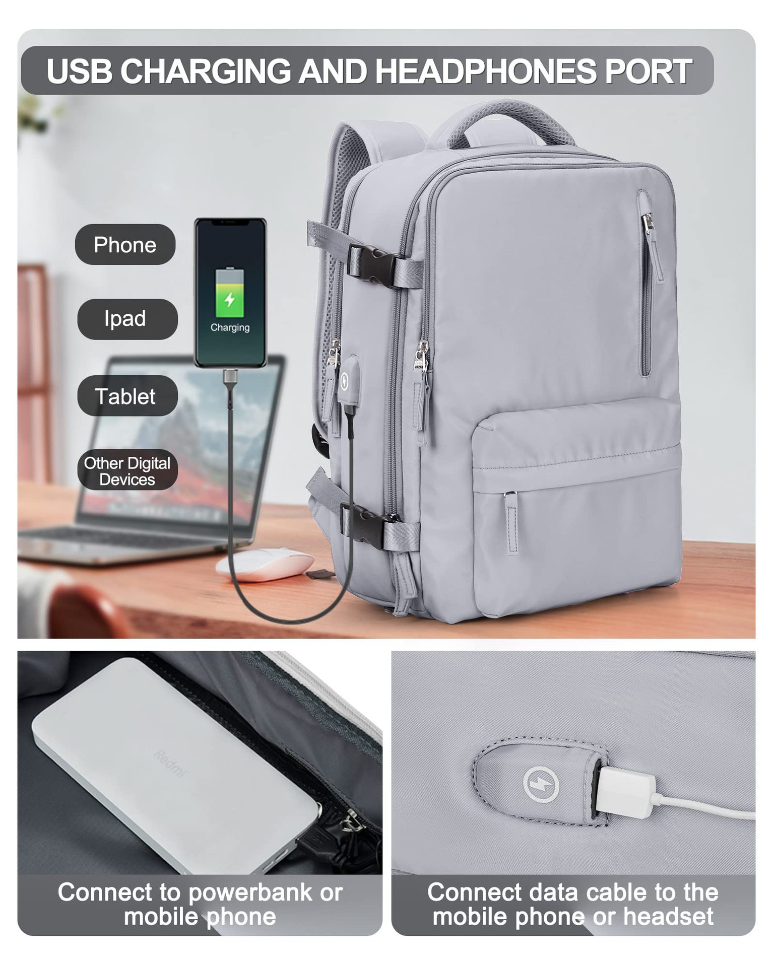 1875g Weight Nylon Lining Material Zipper Closure Type Double Shoulder Straps Strap Type Functional Backpack Bags Type Travel, Daily Occasion Nylon Material Women's Backpack Backpack Solid Color Pattern All Seasons Season Unisex Gender Streetwear Style Square Shape Solid Color Travel Daily Women's Backpack 39
