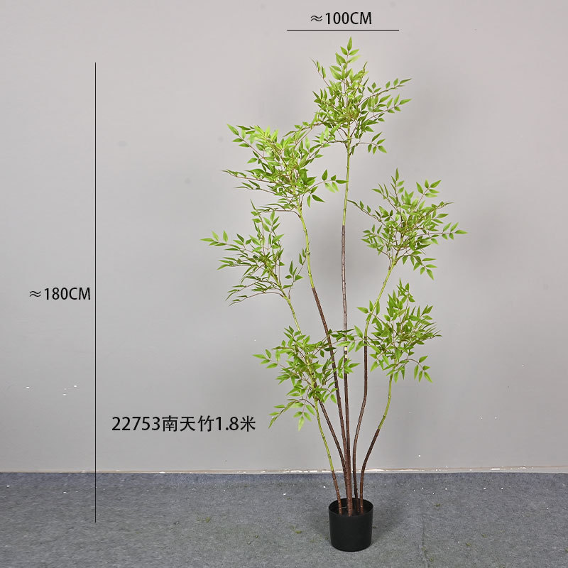偽の緑の植物、模擬南天竹、屋内鉢植えのトップ10の功績、大型床置き装飾品、リビングルームの軽い豪華なバイオニック植物|undefined