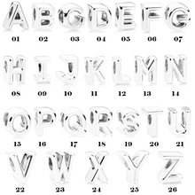 潘家多拉白铜镀银二十六个英文字母串珠DIY手链配件 珠子