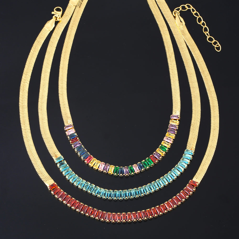 Fashion Copper Geometric Pattern Necklace Daily Zircon Copper Necklaces