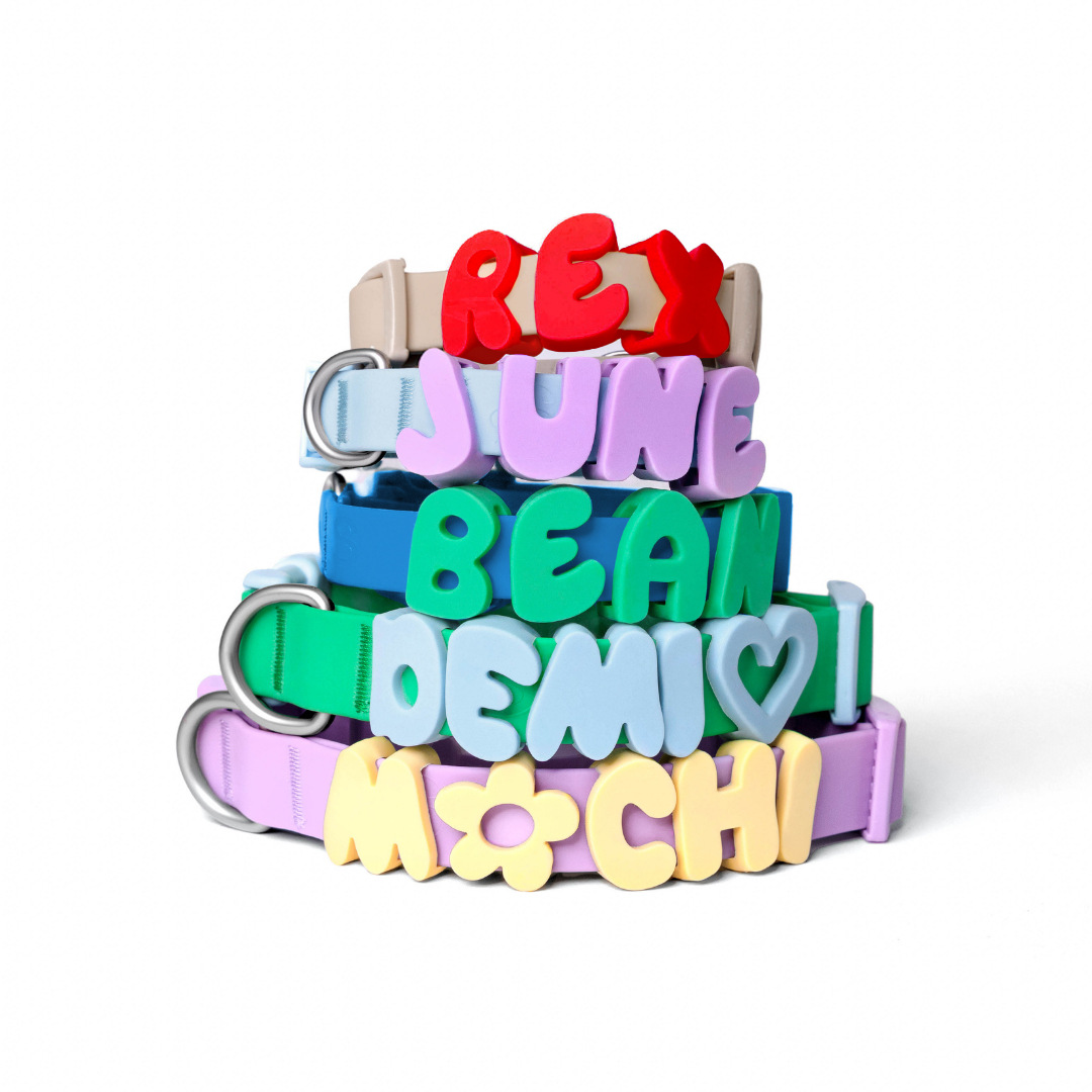 Personalized Name Collar with English Letters, Letter Decoration Silicone Letter Collar for Cats and Dogs, Pendant Letter