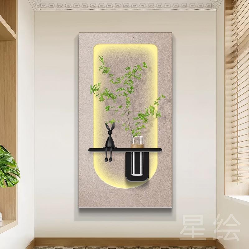 玄关装饰画水培绿植客厅壁画走廊尽头挂画立体入户实木雕刻|undefined