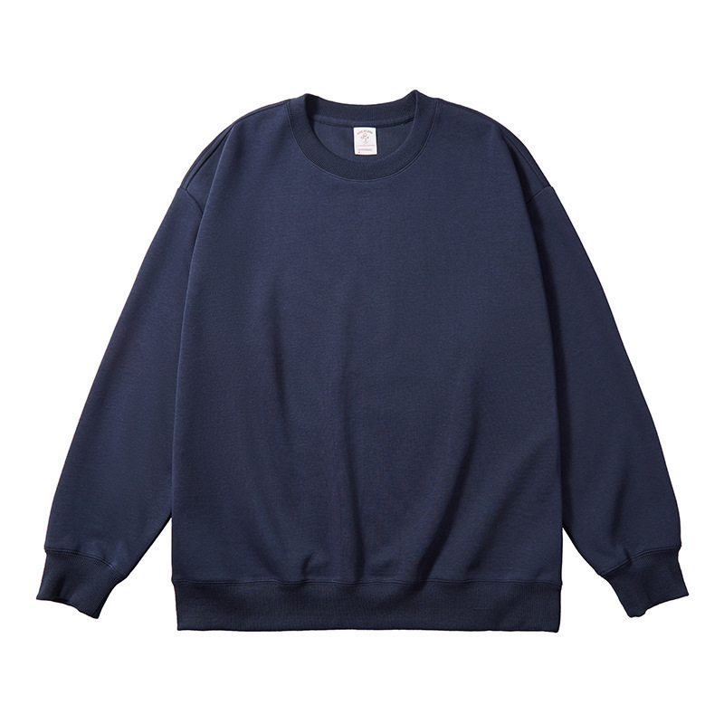 Ag300G Composite Milk Silk Round Neck Sweatshirt Customized Logo Pure Color Blank Men's and Women's Long-Sleeved Loose Trendy Tops