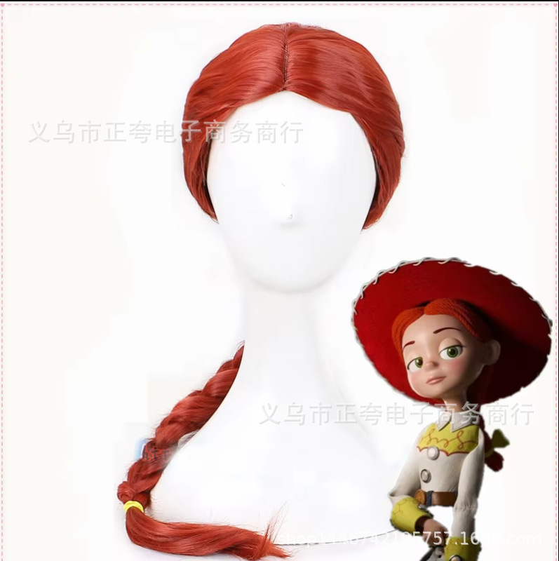 Toy Story Character Jessie Cosplay Red Braids Halloween Wig Red