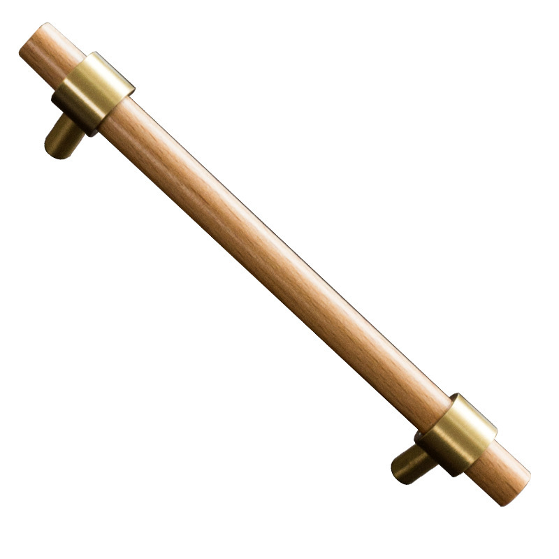 Nogal simple latón mango nuevo chino nogal muebles puerta armario hardware manija doble agujero