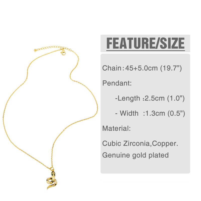 Fashion Snake Copper Zircon Necklace Wholesale display picture 2