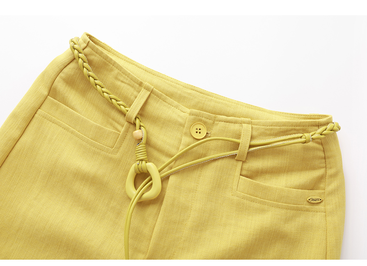 Quần culottes nữ ống rộng chất liệu cotton pha linen mát lạnh — Xanh lông mòng đen chi tiết 33