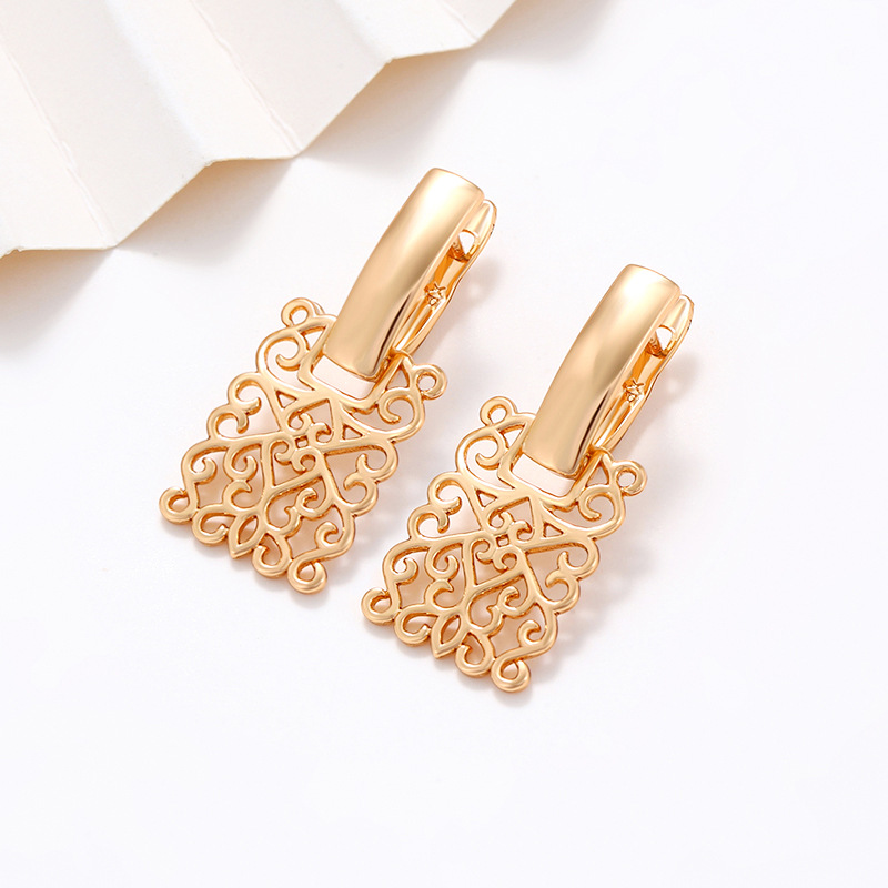Xuping Jewelry Amazon Joyas transfronterizas Pendientes cuadrados cuadrados geométricos dorados de 18 quilates Pendientes de alta calidad mujeres