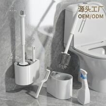 跨境源头工厂3合1软毛马桶刷套装 免打孔壁挂沥水底座 洁厕刷OEM
