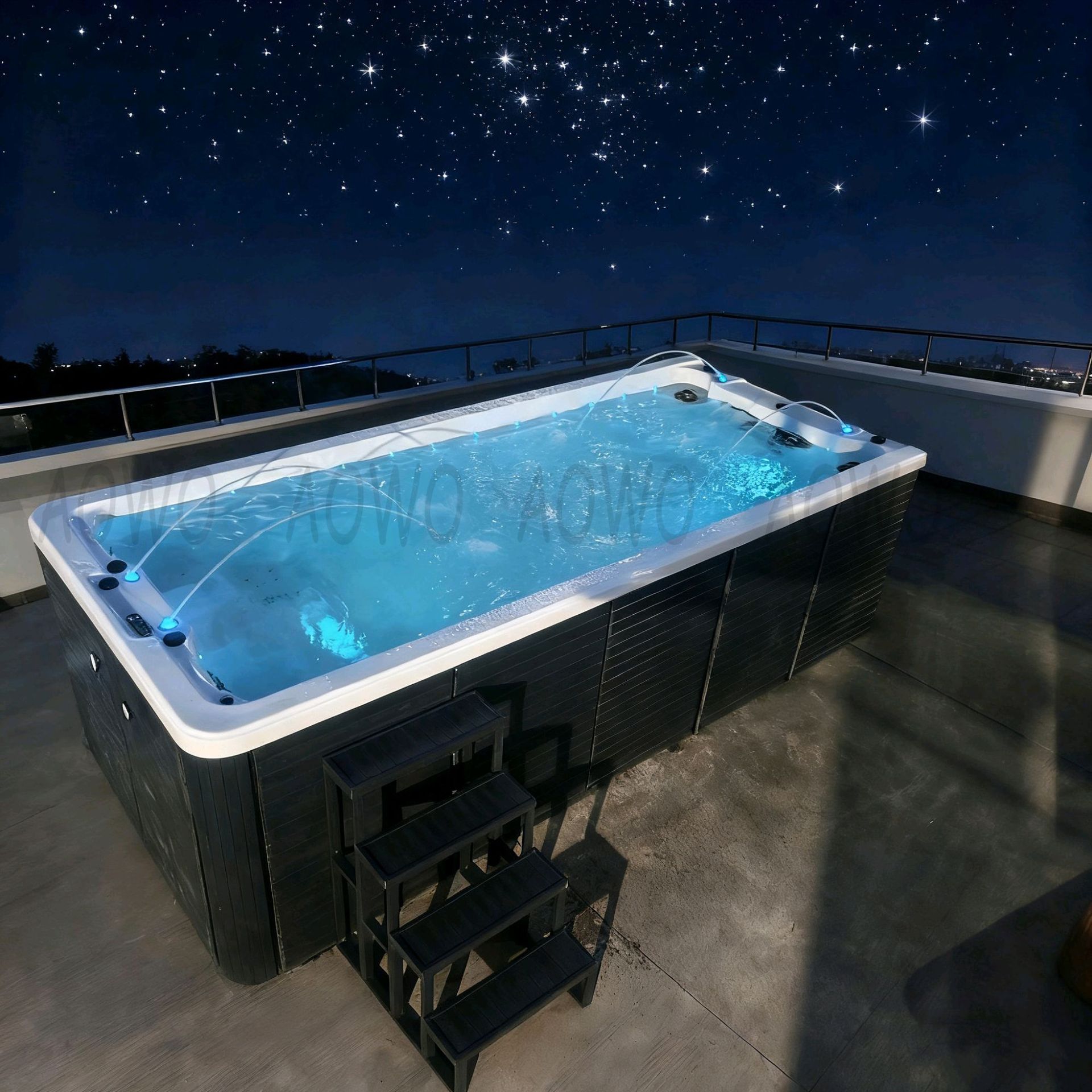 Piscina al aire libre gran jacuzzi villa piscina sin límite inteligente acrílico sistema de entrenamiento de 5 metros bañera