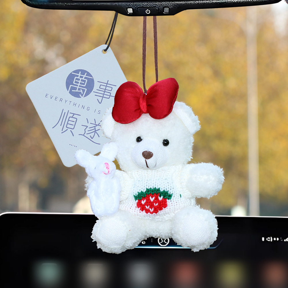 Pequeño oso de peluche colgante de automóviles colgante de automóviles colgante de automóviles espejo retrovisor colgante de automóviles adornos perfumados joyas mujeres