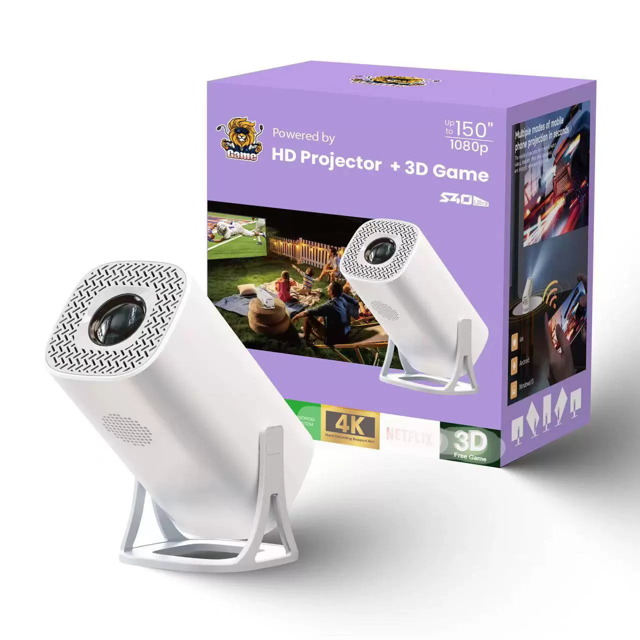 SYTA跨境爆款S40Ultra游戏投影仪智能4K高清无线家用投影仪复古