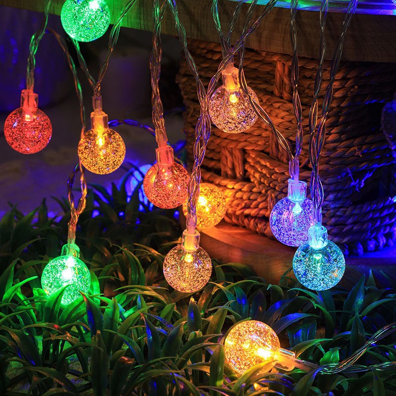 LED Outdoor Camping Transparent Bubble String Lights with Battery USB Solar Powered for Atmosphere Decoration Festival Decorative Lanterns