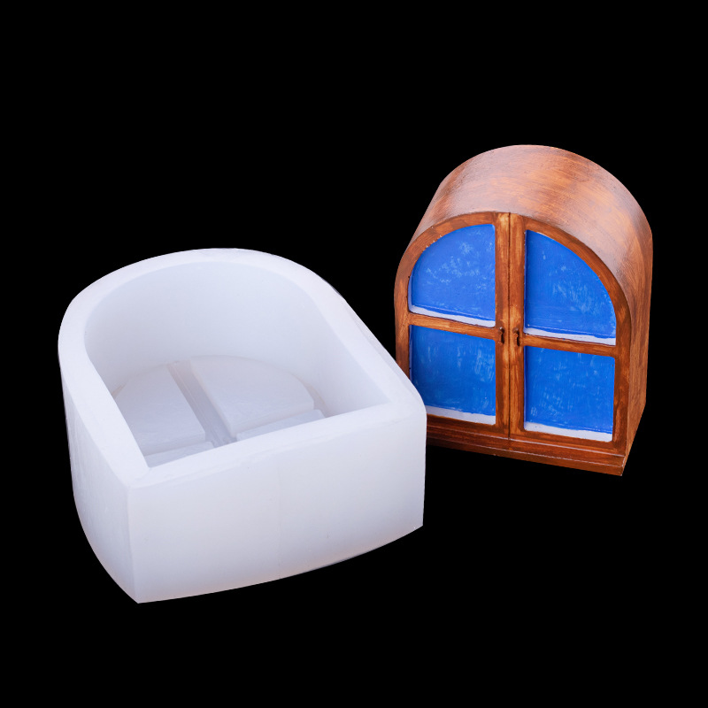 Puerta y ventana de dibujos animados de silicona molde creativo hecho a mano jabón aromaterapia vela epoxi molde de yeso decoración de la torta del postre