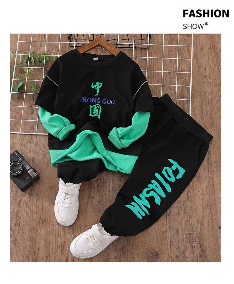 The new trendy and stylish two-piece Korean-style sporty sweatshirt set for men and boys in autumn and winter pic 14