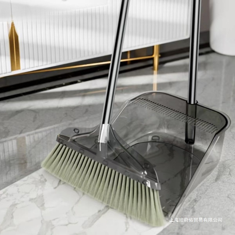 Transparent Broom and Dustpan Set Two-Piece Soft-Bristled Broom Sweeping Broom Household Dustpan Hair Combination