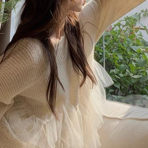 大码300斤胖妹妹网纱拼接毛衣女秋冬新款外穿宽松百搭时尚针织衫|undefined