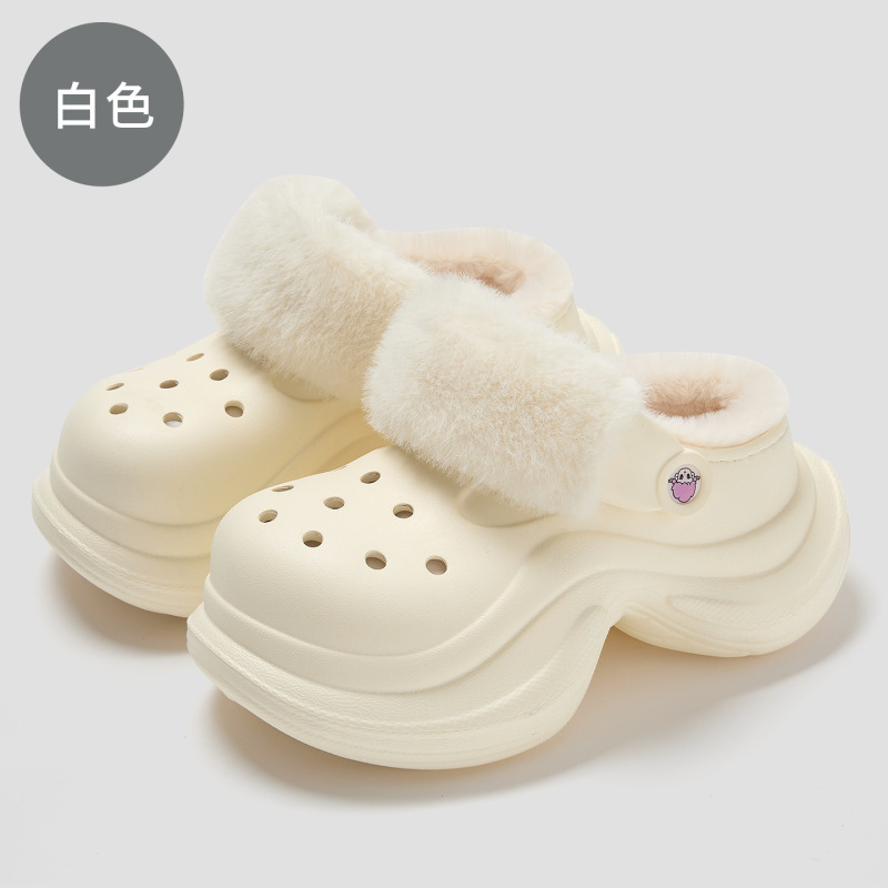 厚底洞洞棉鞋女冬季家居室内足弓支撑防滑毛绒保暖包头棉拖鞋批发|undefined