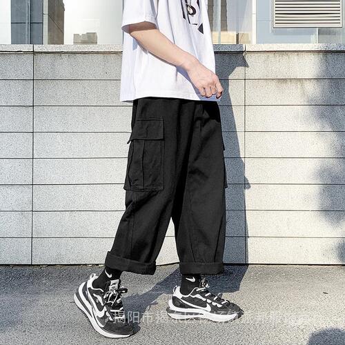 Men's Workwear Pants, Korean-Style Trendy Instagram-Approved Loose Straight-Leg Trousers, New Fashionable Techwear Multi-Pocket Casual Pants