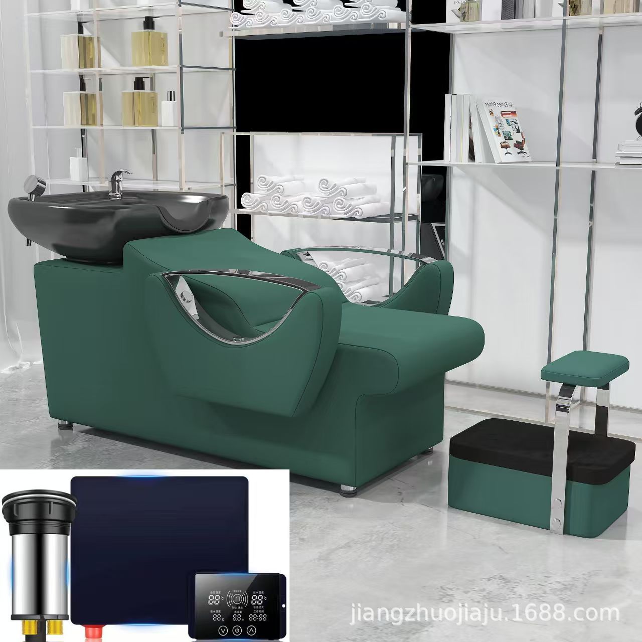 Red en línea lavabo de cerámica lavabo de cabello salón de pelo sillón lavabo de cabello cama de lavado de agua lavabo de cabello barbería cama de lavabo de cabello cómodo