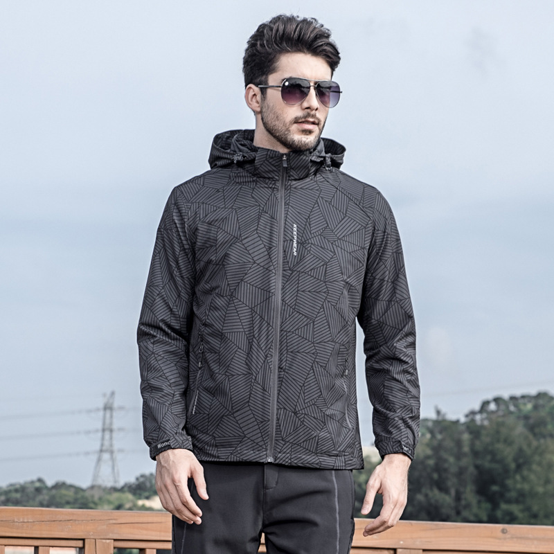 Primavera y otoño Camuflaje de vestir delgado hombre y mujer de una sola capa elástica de montaña deportiva casual chaqueta de abrigo