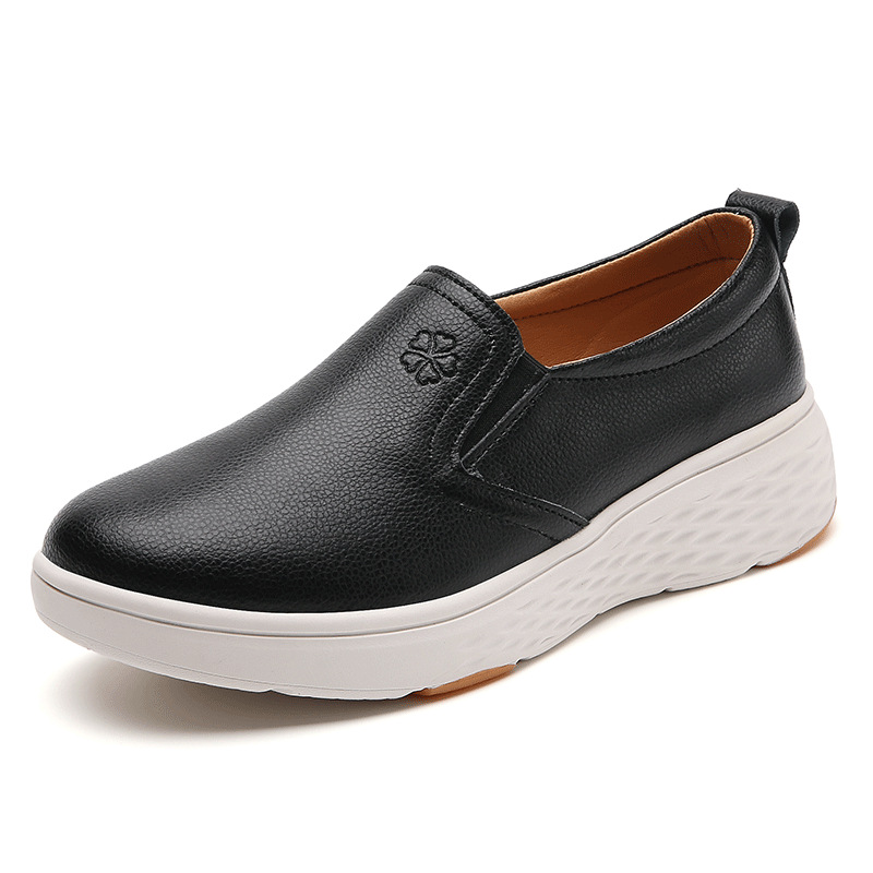 Zapatos de un pie Lefu mujer 2025 nueva primavera y otoño versión coreana de suela suave zapatos casuales de maternidad zapatos individuales negros invierno