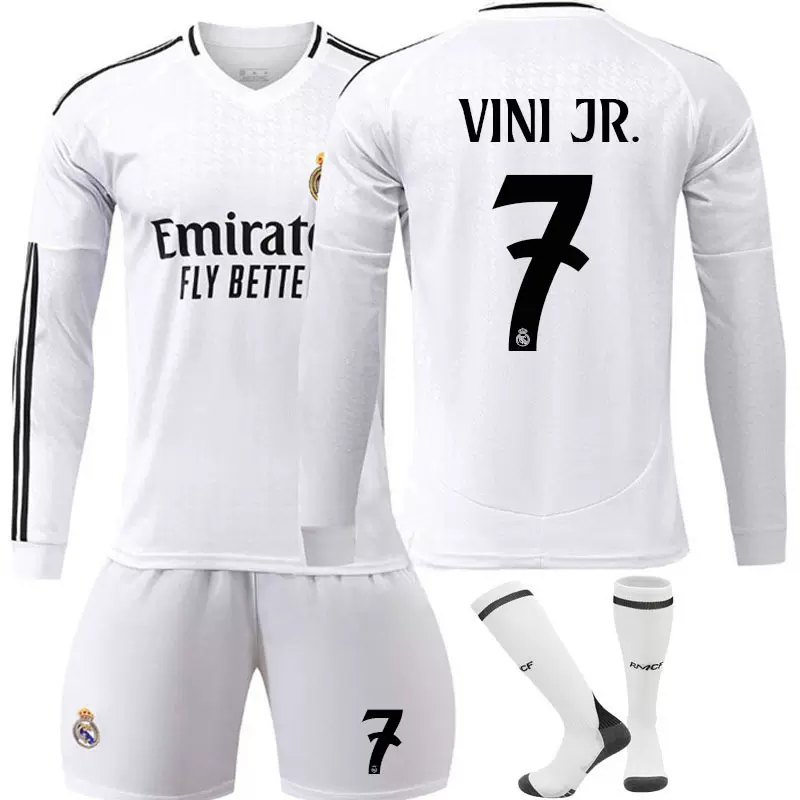 2425皇马球衣主场7号C罗长袖足球服套装9号姆巴佩秋冬跨境jersey