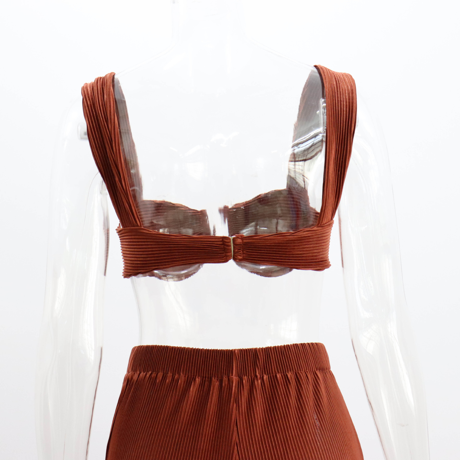 Traje de dos piezas para mujer, primavera y verano, con tirantes finos, espalda descubierta, informal, con pantalones rectos