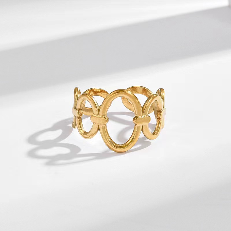 Adjustable Ring Size Titanium Steel Simple Style Oval Heart Shape Plating Open Rings