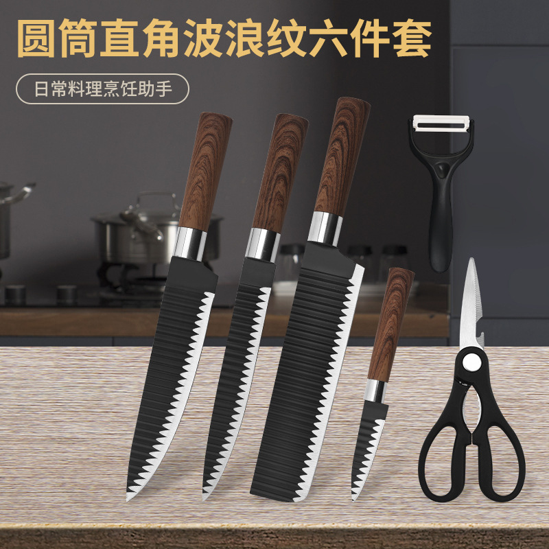 Cilindro mango de ángulo recto patrón de onda caja hecha a mano de seis piezas EVA