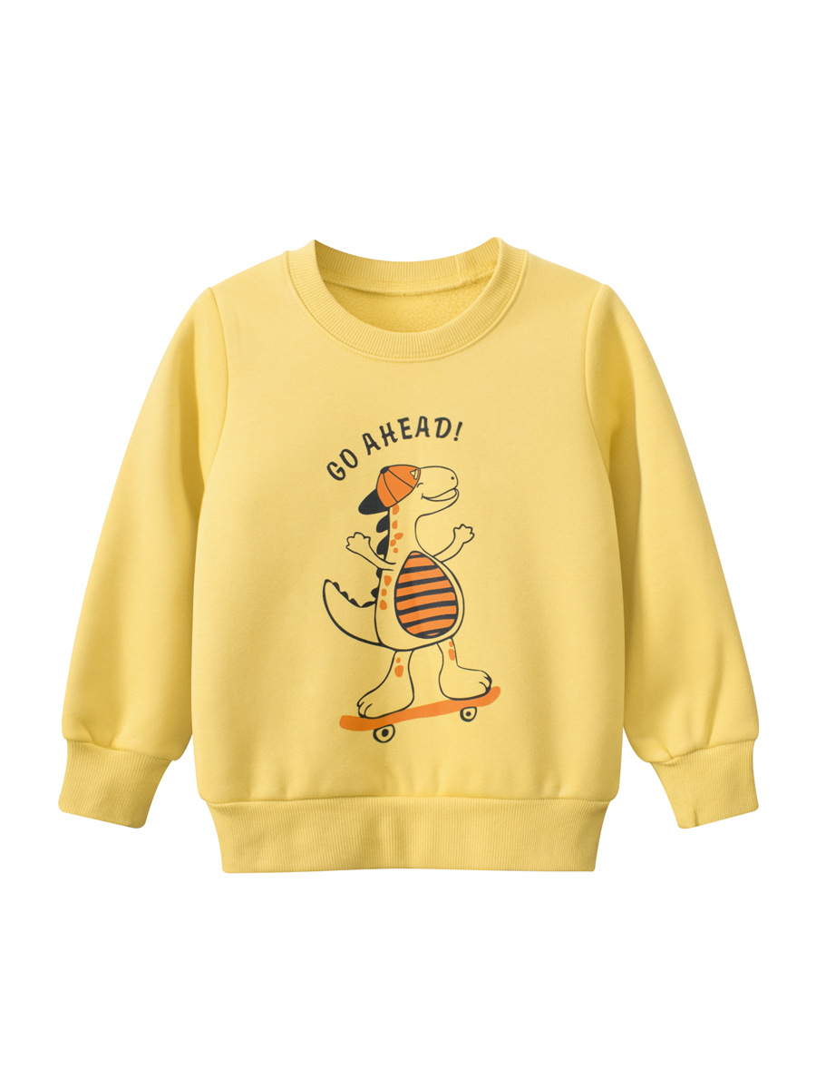 27kids Ropa para niños de estilo coreano Otoño e Invierno Nuevos productos 2024 Sudaderas para niños Ropa de bebé con forro polar de dinosaurio Envío directo