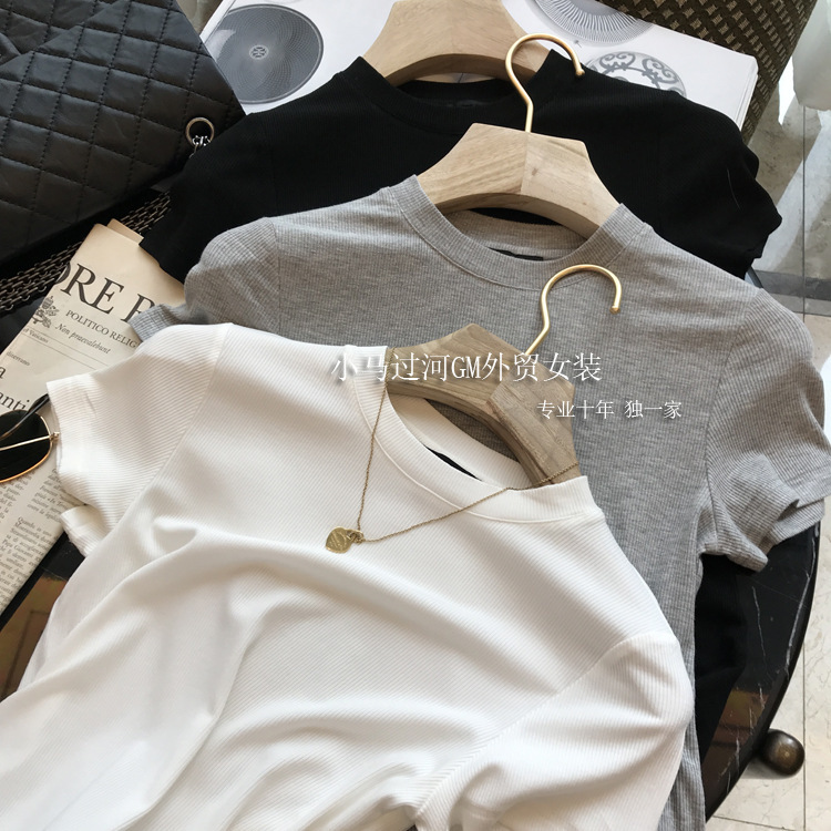 T * y cut B# Hand B spare item! Y Factory Horse Cotton Ice Silk Pit Thread Round Neck Short-sleeved T-shirt for Women in Summer