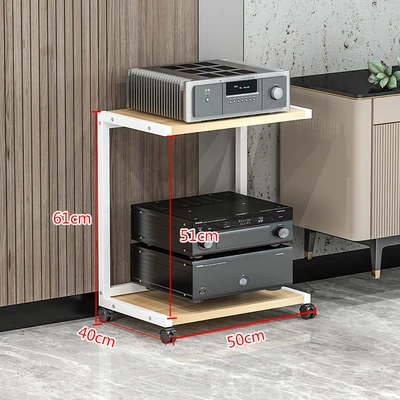 hifi Equipment Stand Foot Stand, Electric car big tripod - 2-layers-of-heightening-b-white-light-walnut-25-plate-thickness
