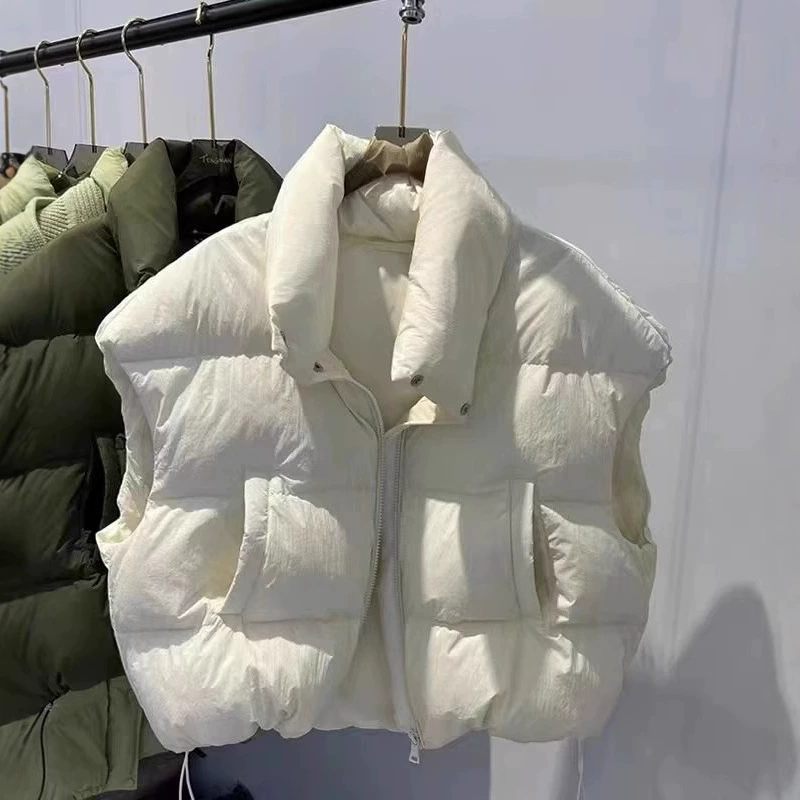 Женский короткий хлопковый жилет больших размеров, осень 2025, корейский стиль, верхняя одежда, утолщенный жилет с высокой талией, жилет, куртка-кардиган