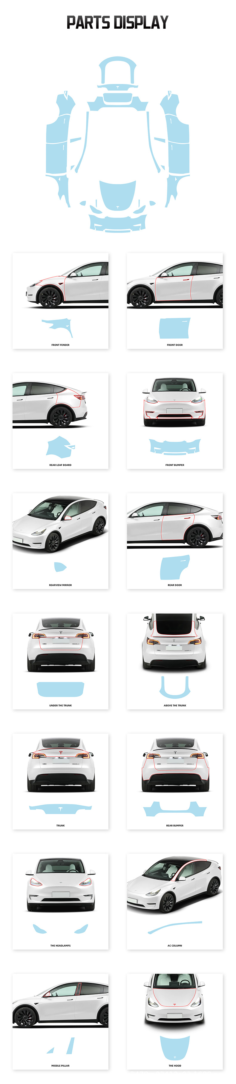 20-24 Tesla Model Y Custom-Made Invisible Car Cover Tpu Film Paint Protection Film for Car Paint
