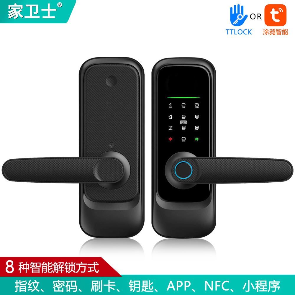 跨境欧美智能指纹锁涂鸦指纹锁通通锁球形锁指纹一握开单舌木门锁