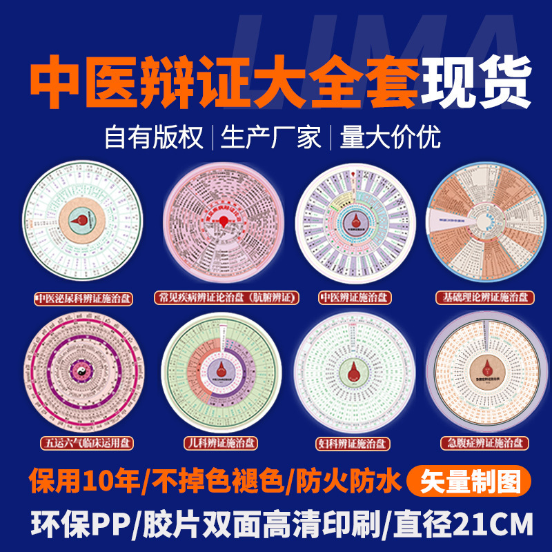 Chinese medicine syndrome differentiation and treatment card Disc eight sets rotating HD double-sided printing diameter 21cm factory straight hair