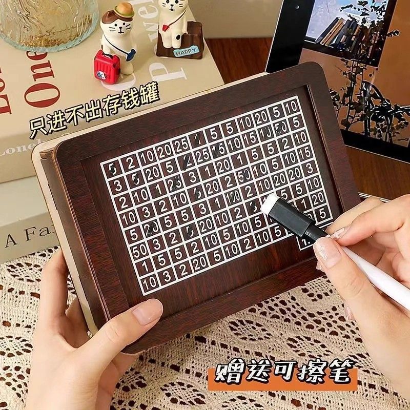 跨境爆款Money Box With Counter 木质数字存钱罐只进不出礼物