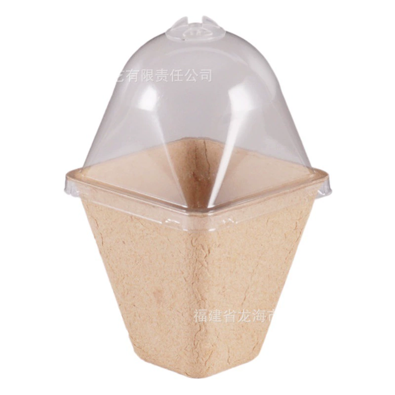 Разлагаемая одноразовая Детская бытовая Целлюлоза для литья рассады Тарелка для пульпы для рассады Чашка для рассады с вентиляционной крышкой