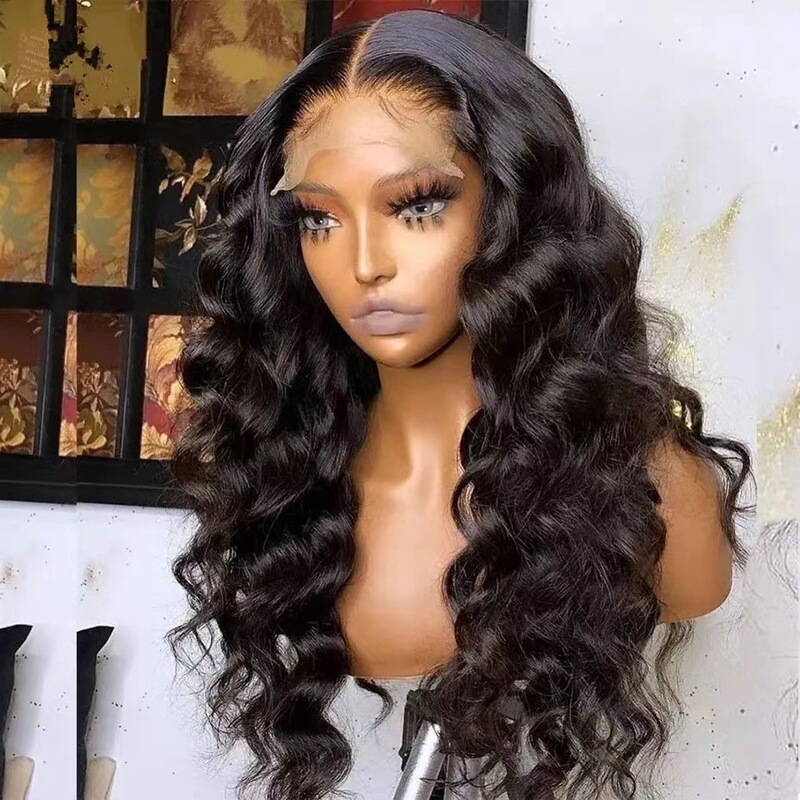 Xiyin Hot Selling African Black Front Lace Wig Set Orange Long Curly Hair Big Wave Lace Headgear in Stock Xiyin Hot Selling African Black Front Lace Wig Set Orange Long Curly Hair Big Wave Lace Headgear in Stock