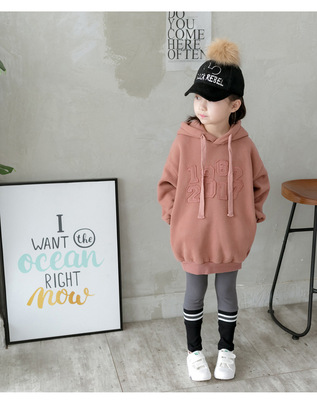 girl 2020 new pattern Autumn and winter have more cash than can be accounted for Sweater children Hooded CUHK Plush thickening Western style Two piece set